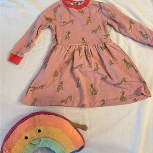 Mini boden kids sweater dress dog print Pink size 5-6